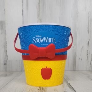 Disney Snow White Cinemark Blue Yellow Popcorn Bucket Red Bow Apple NEW